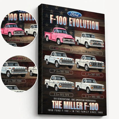 Personalized F-100 Evolution Pickup Truck Canvas Wall Art