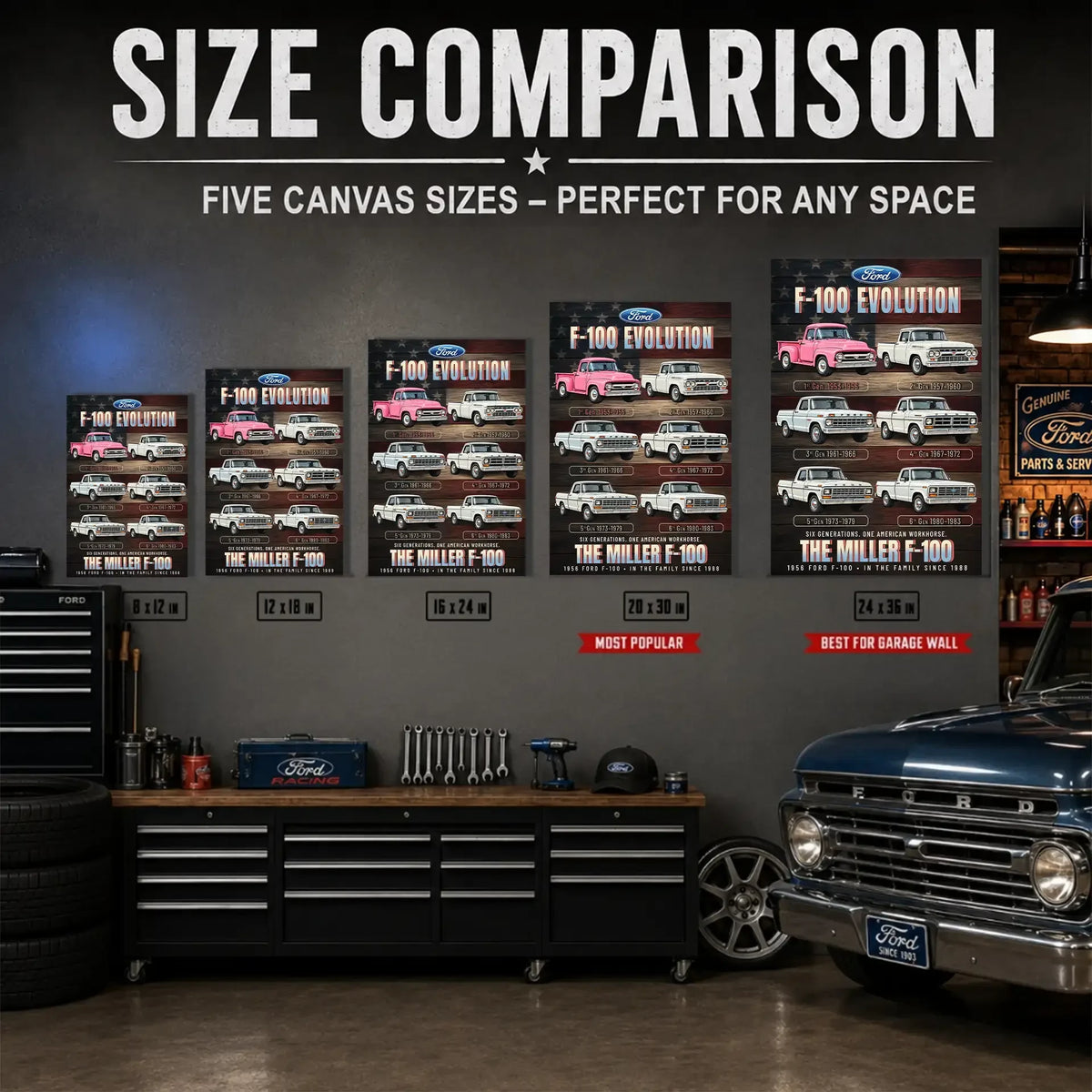Personalized F-100 Evolution Pickup Truck Canvas Wall Art