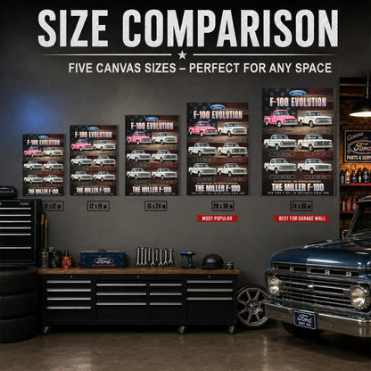 Personalized F-100 Evolution Pickup Truck Canvas Wall Art