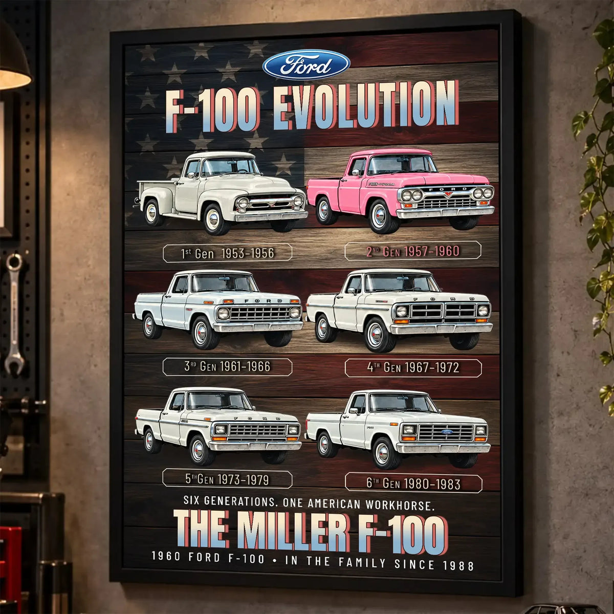 Personalized F-100 Evolution Pickup Truck Canvas Wall Art