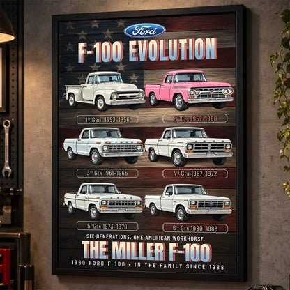 Personalized F-100 Evolution Pickup Truck Canvas Wall Art